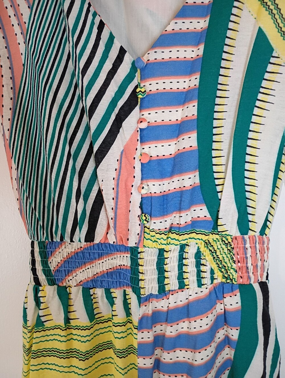 THML Jumpsuit Womens Medium Wide Leg Ruffle Fringe Bohemian Ethnic - Picture 3 of 16